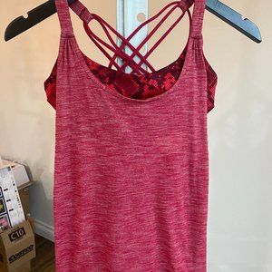 Lululemon Sunset salutation built in sports bra criss cross straps tank